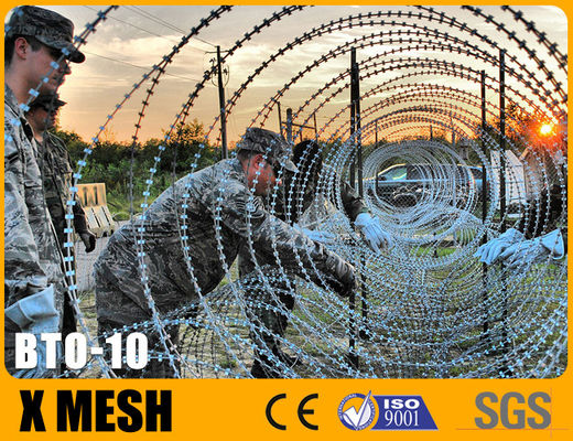 BTO 10 Razor Wire mit heiß galvanisiert hoher Sicherheit für itärische Felder